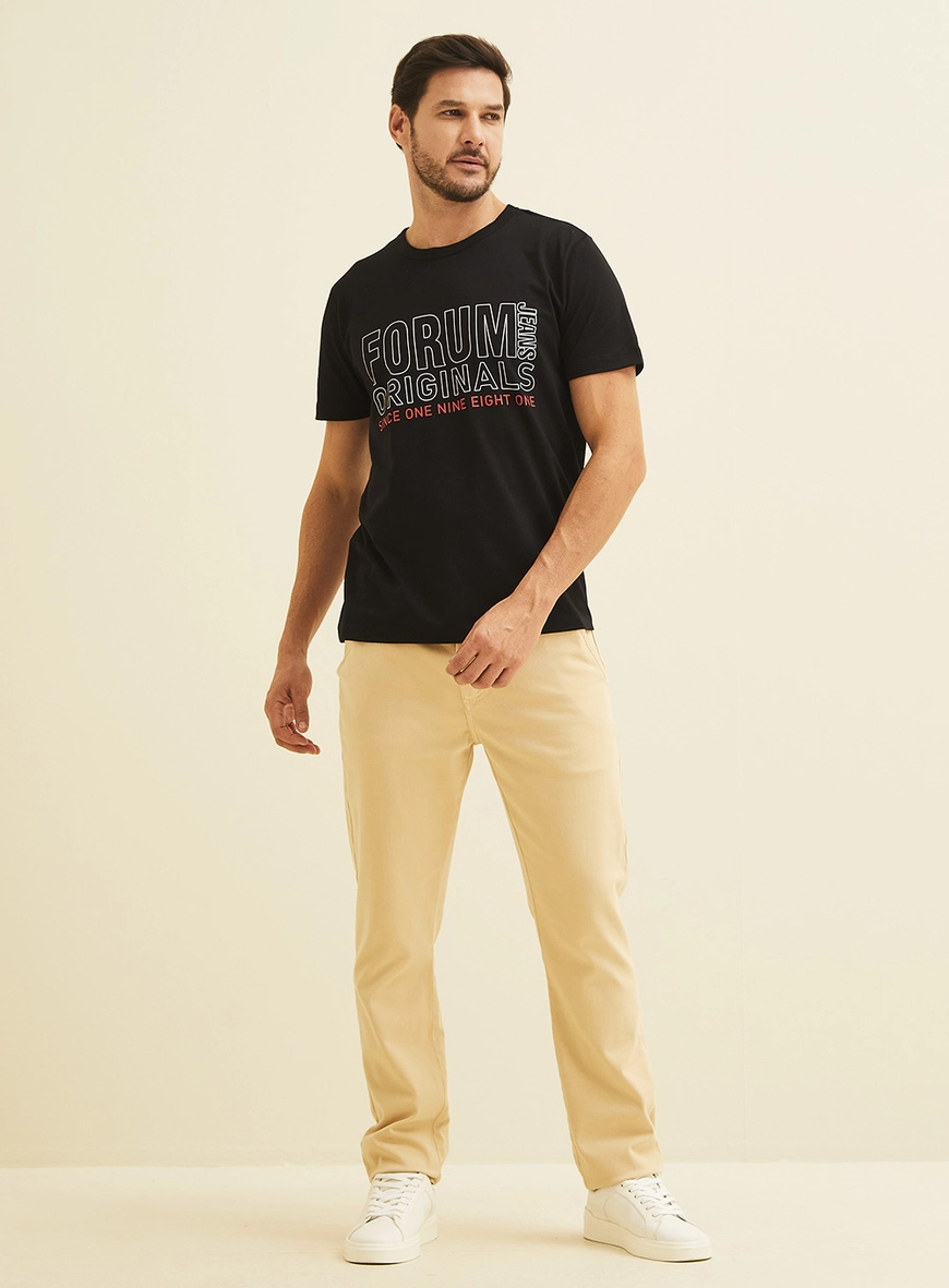 Camiseta New Slim Com Estampa Preto