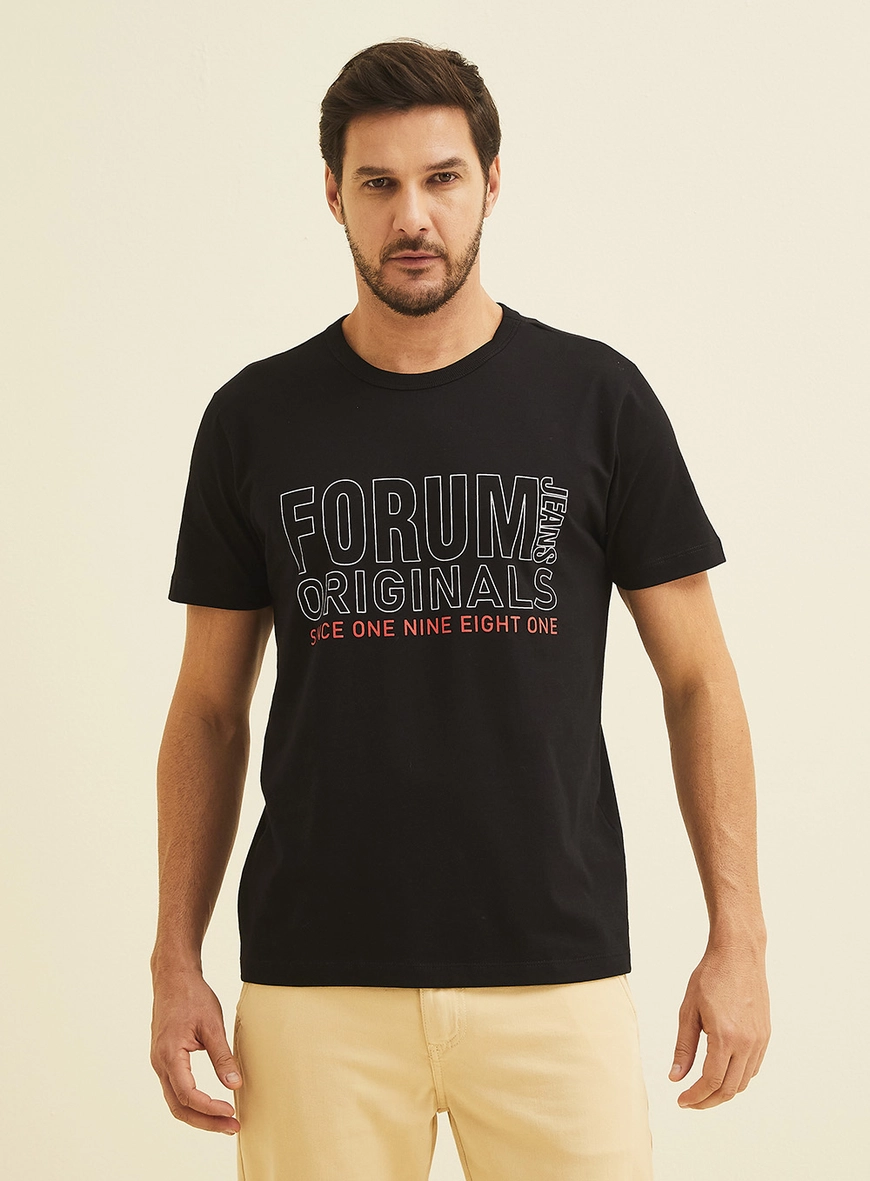 Camiseta New Slim Com Estampa Preto