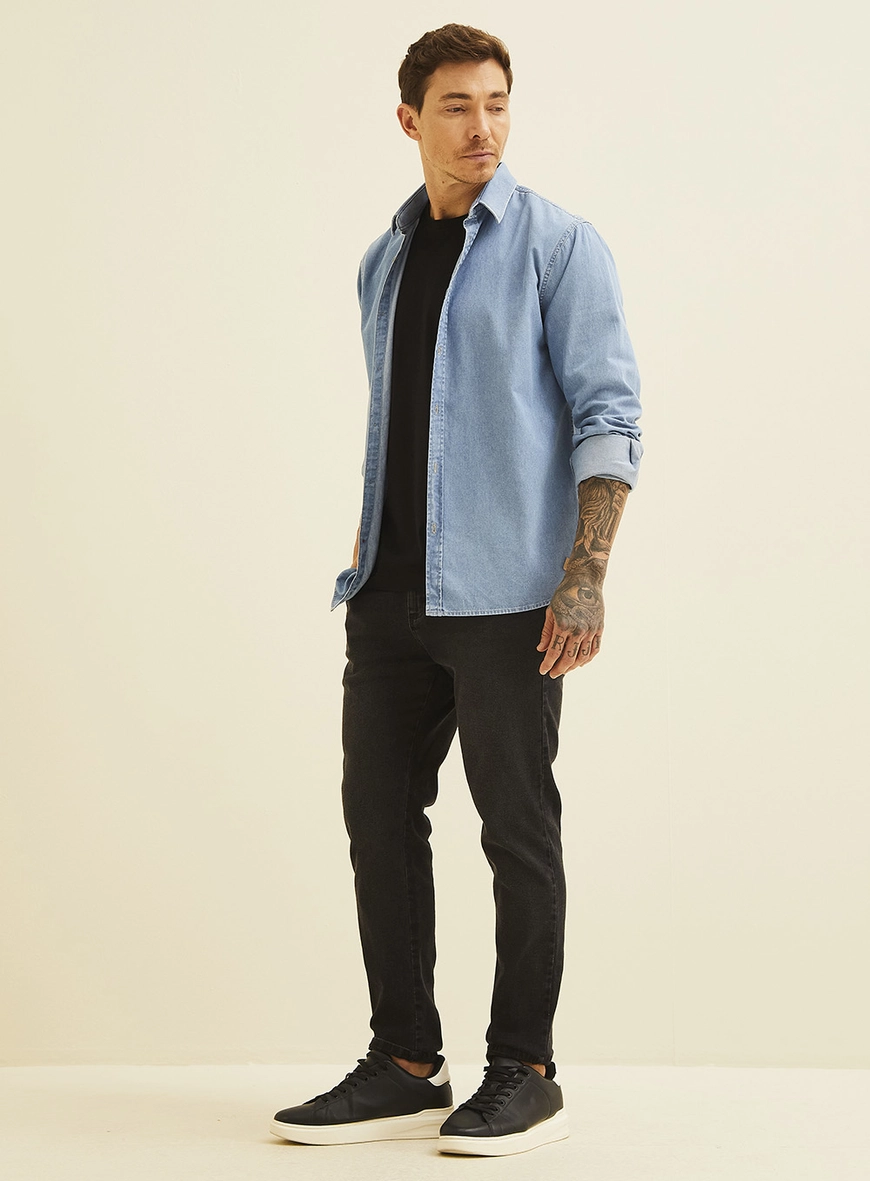 Camiseta New Slim Pima Com Estampa Preto
