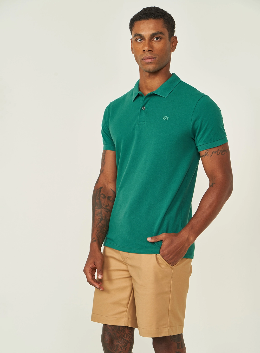 Polo Básica Com Bordado C Duplo Verde