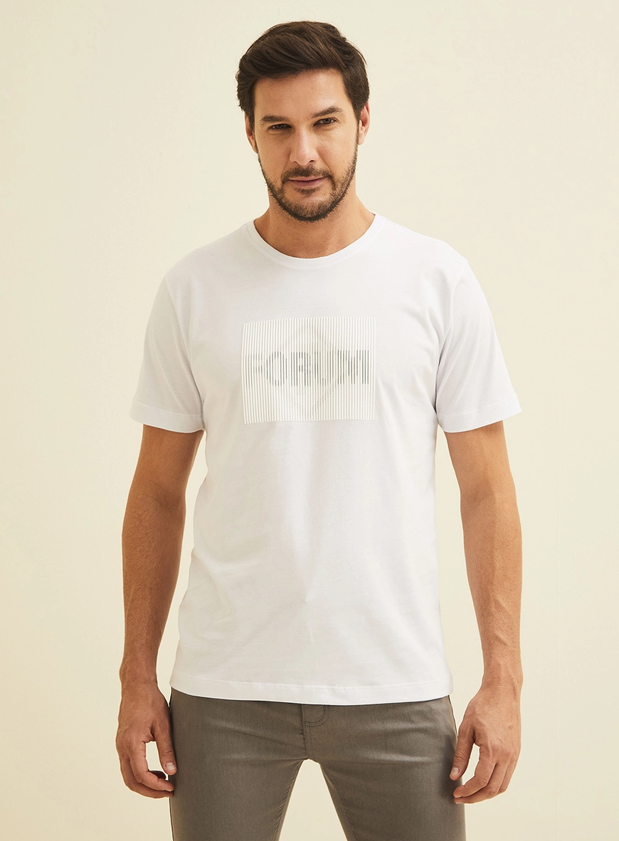 Camiseta New Slim Com Estampa 3d Branco