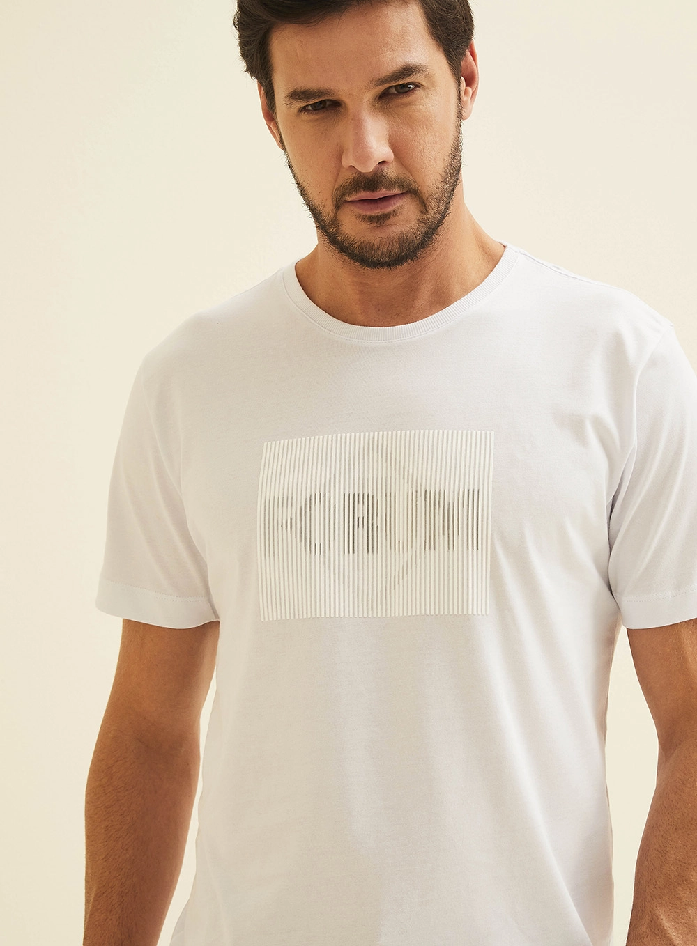 Camiseta New Slim Com Estampa 3d Branco 3