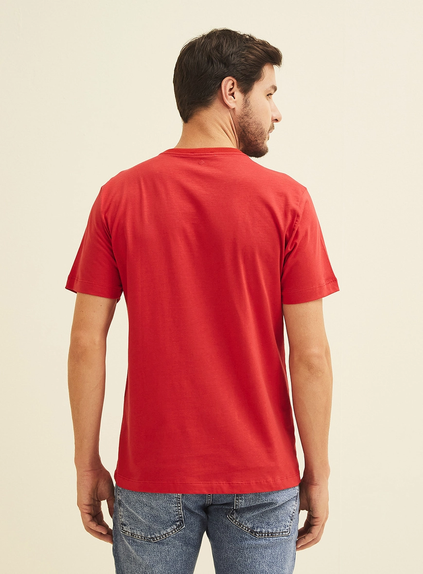 Camiseta Masculina Manga Curta Vermelha Vermelho