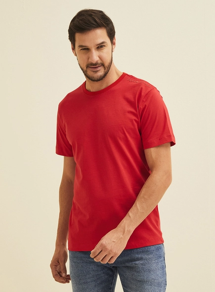 Camiseta Masculina Manga Curta Vermelha