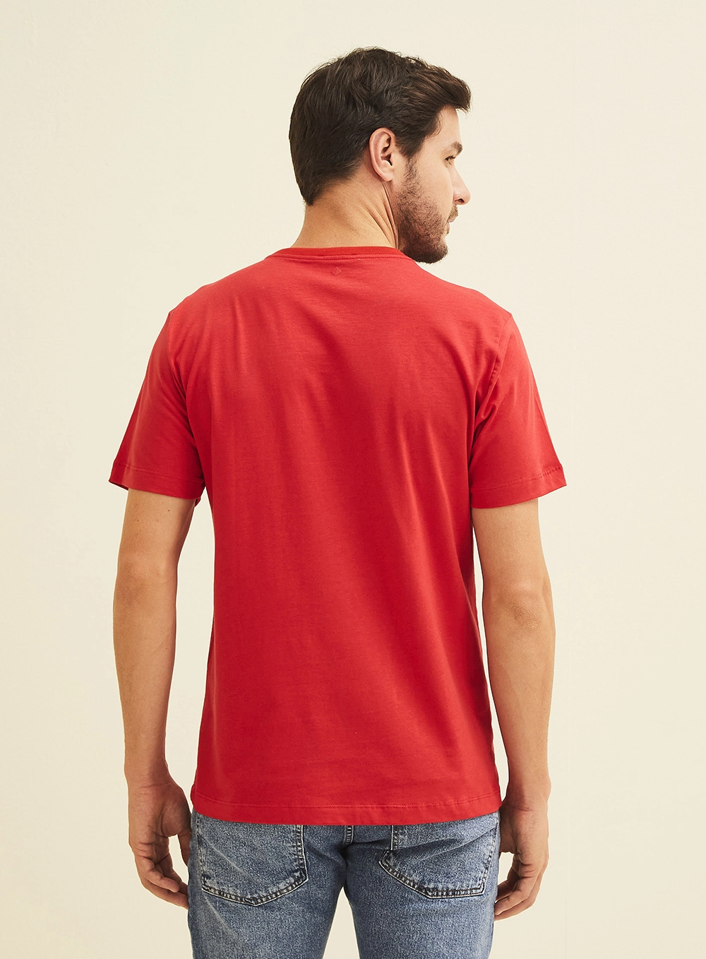 Camiseta Masculina Manga Curta Vermelha Vermelho 4