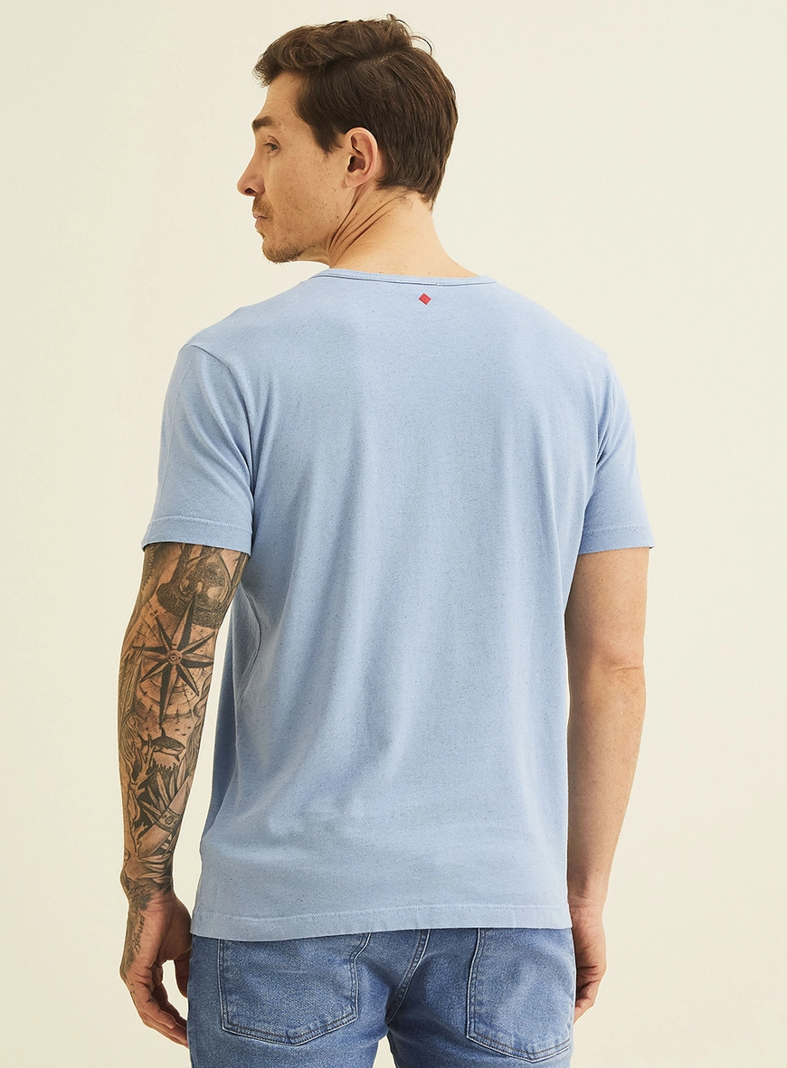 Camiseta Masculina Em Linho Azul