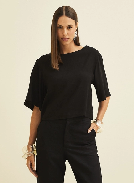 Blusa Basic Solta Em Linho