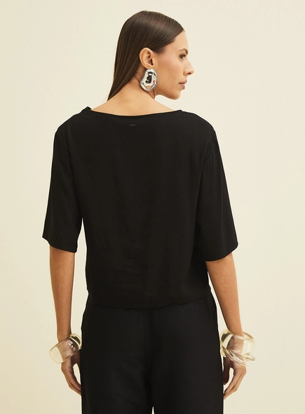 Blusa Basic Solta Em Linho