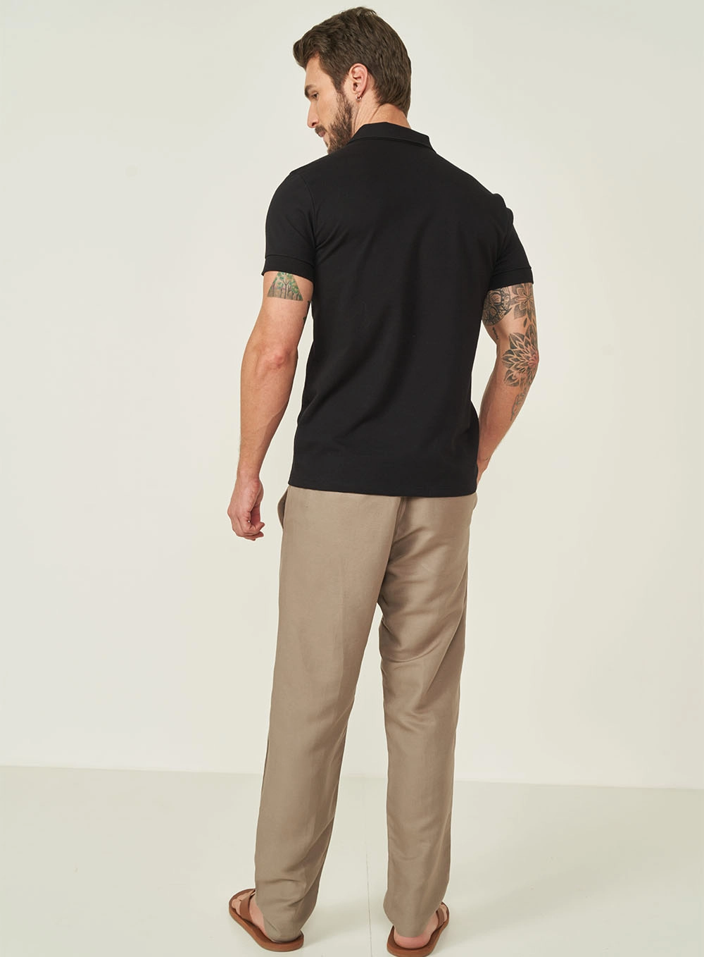 Polo Masculina Manga Curta Preto