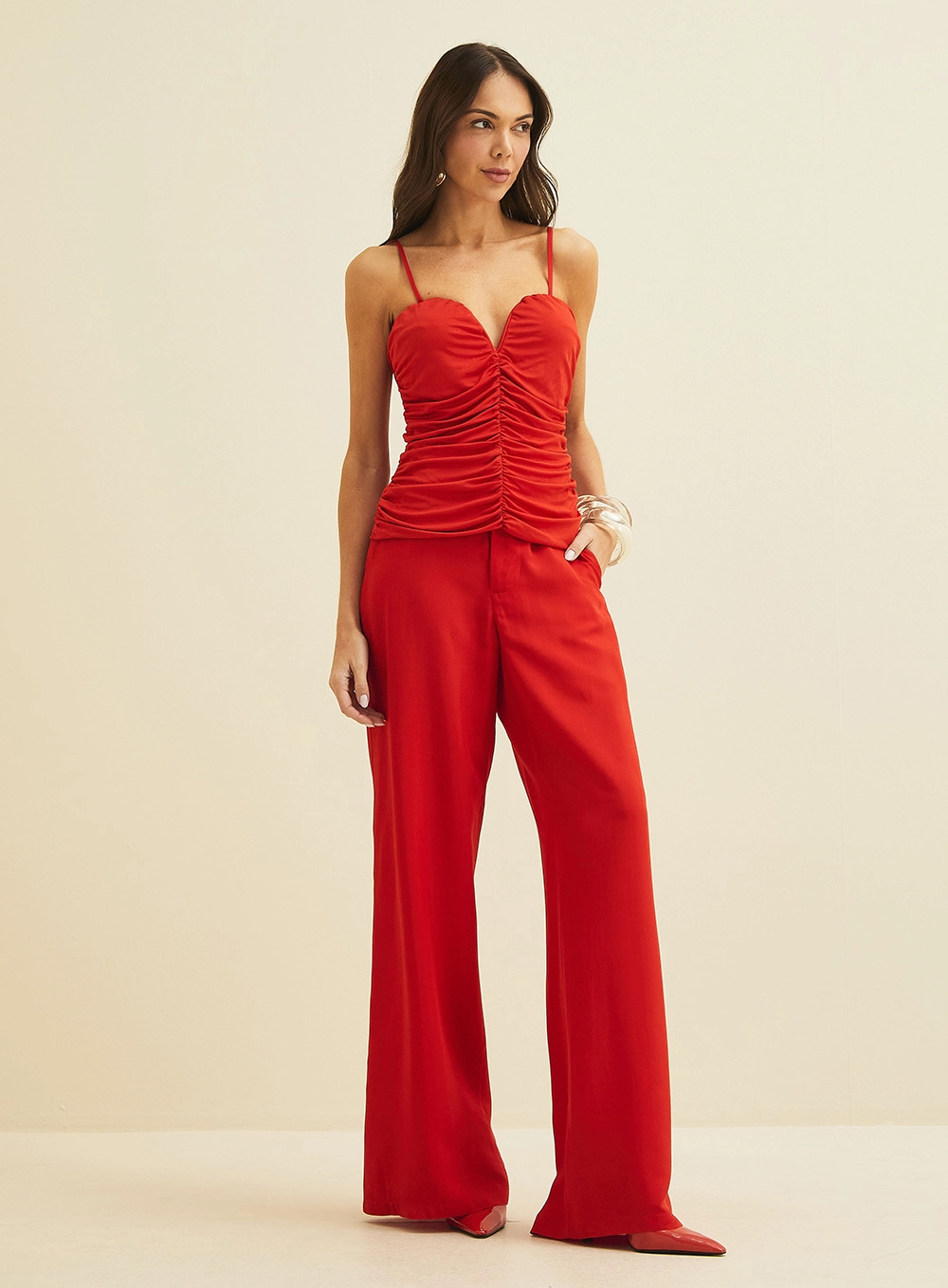 Blusa Justa Com Franzidos Vermelho 1