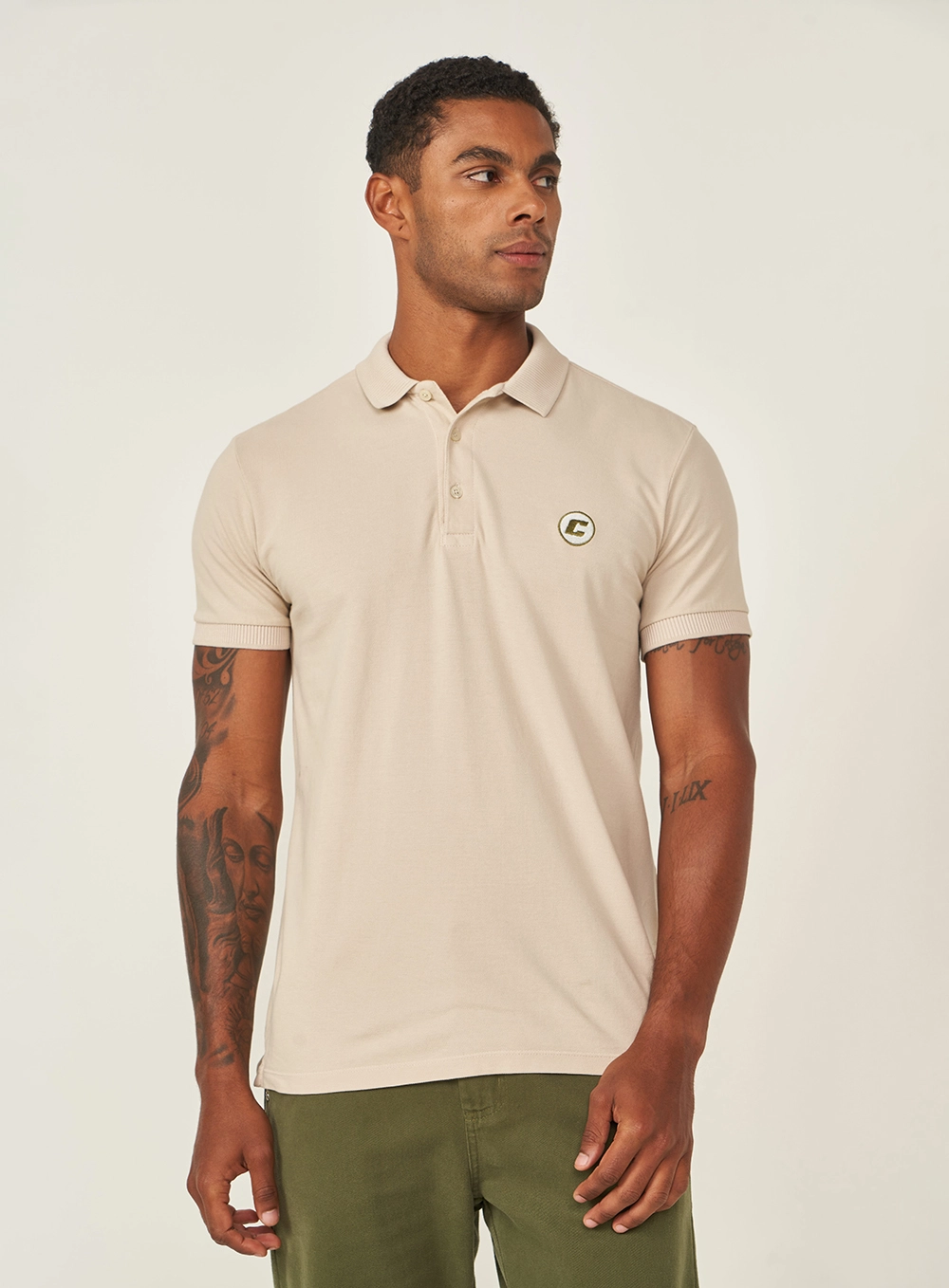Polo Masculina Brasil Com Bordado Bege Esquilo