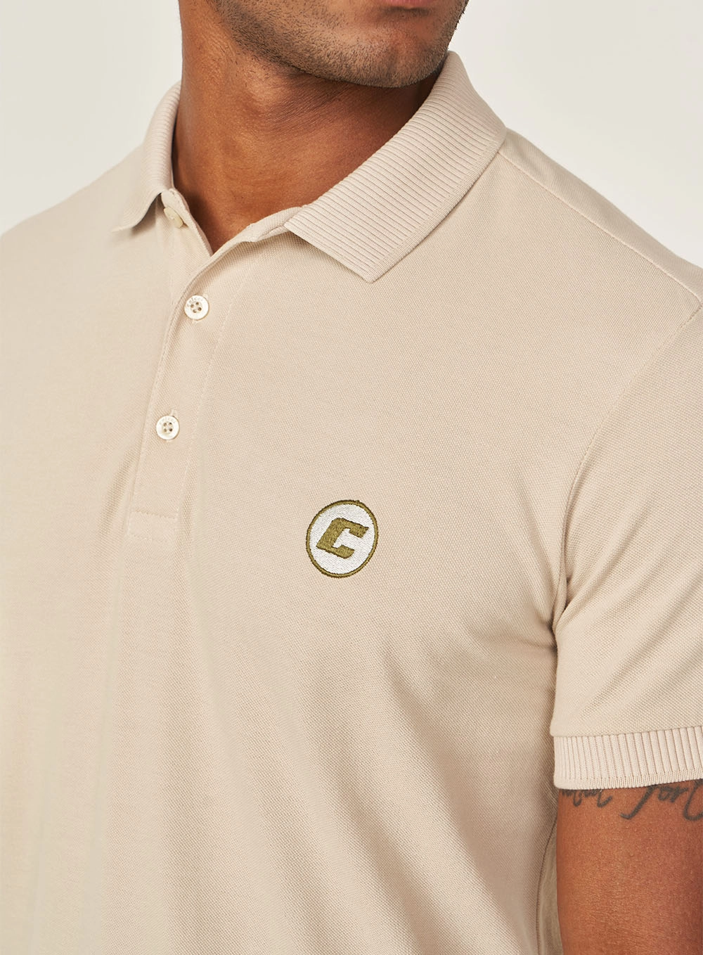 Polo Masculina Brasil Com Bordado Bege Esquilo