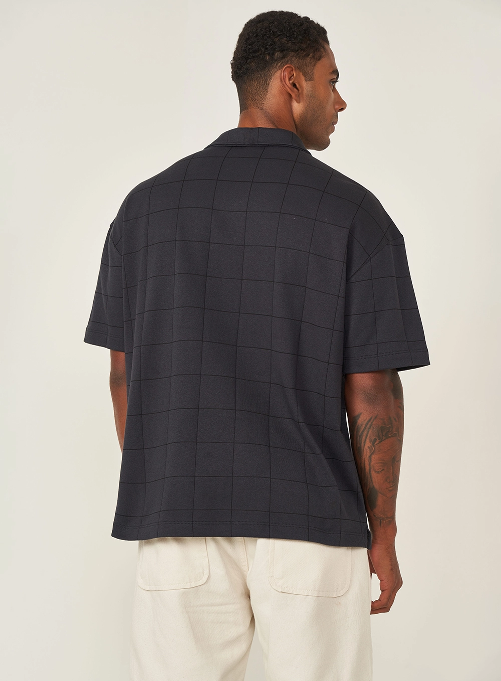 Polo Masculina Texturizada Preto