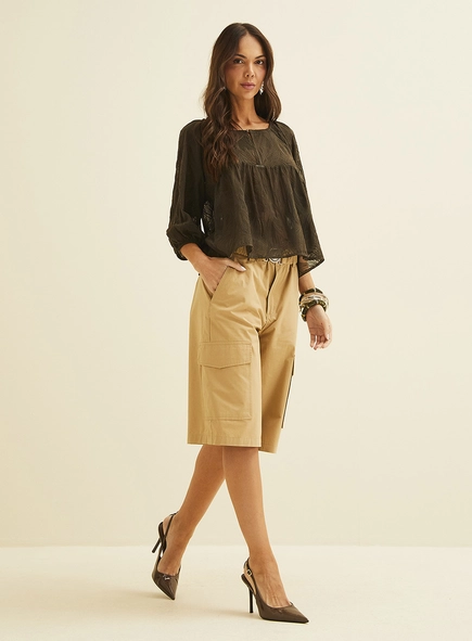 Blusa Ampla Chiffon Mangas Bufantes