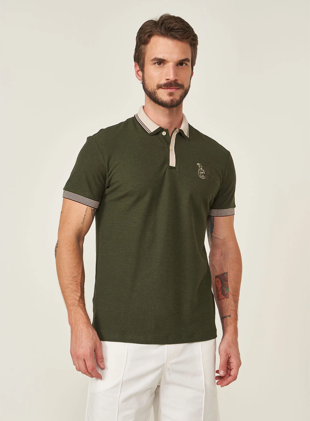 Polo Gola Contraste Brasil Verde