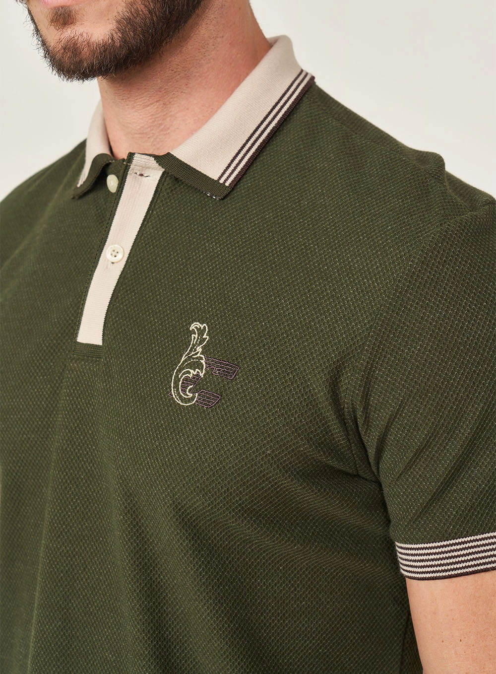 Polo Gola Contraste Brasil Verde