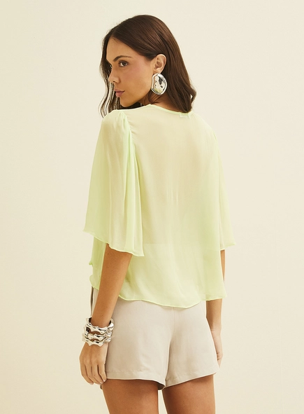 Blusa Ampla Acinturada Com Amarração