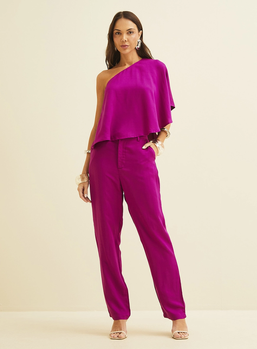 Blusa Assimétrica Um Ombro Roxo