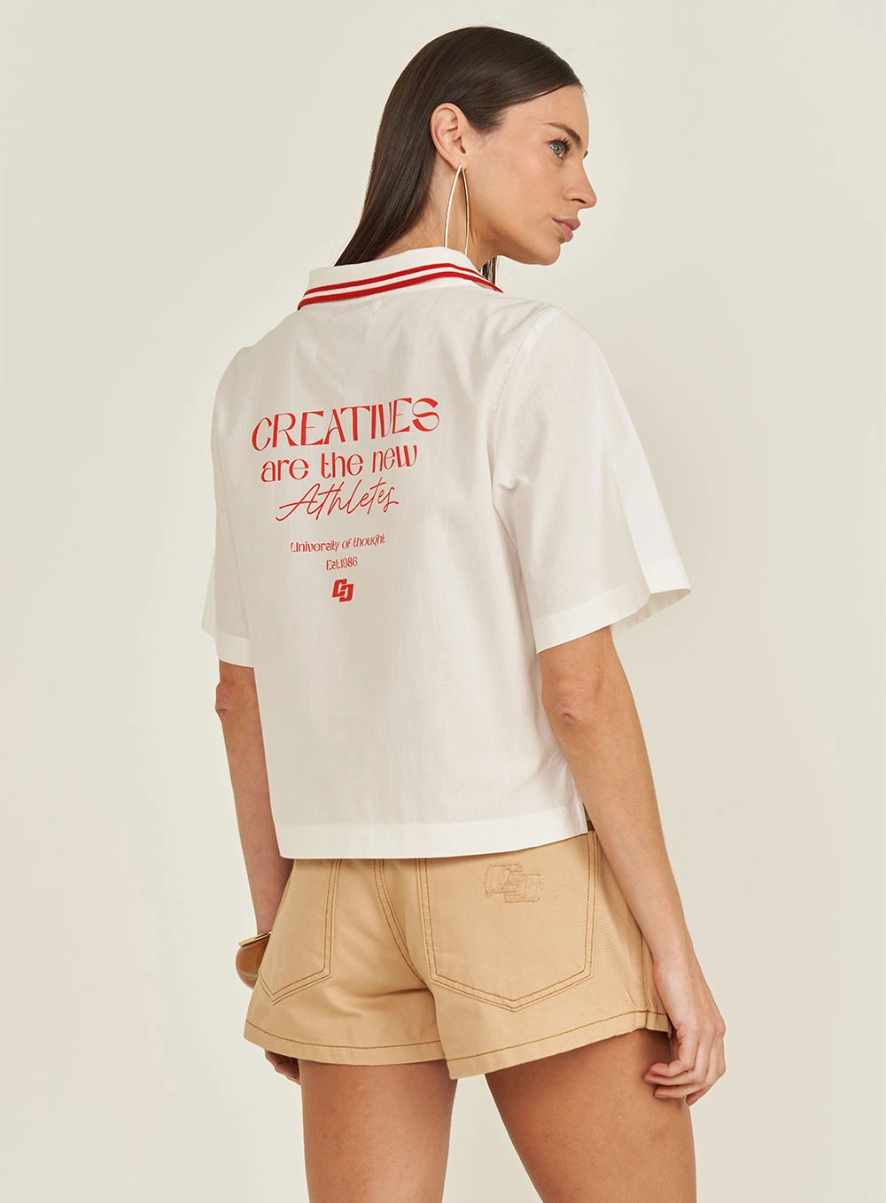 Polo Feminina Com Estampa Off Shell