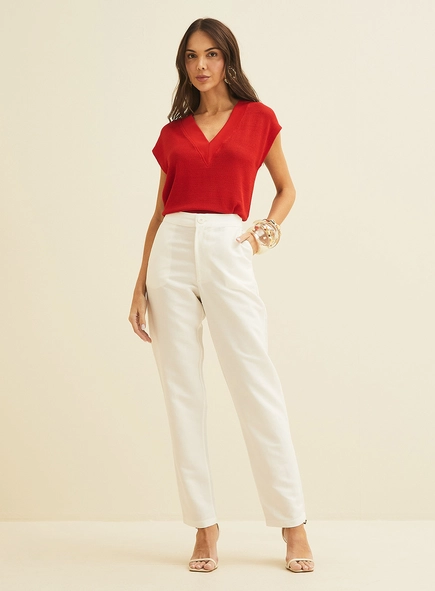 Blusa Em Tricô Gola V