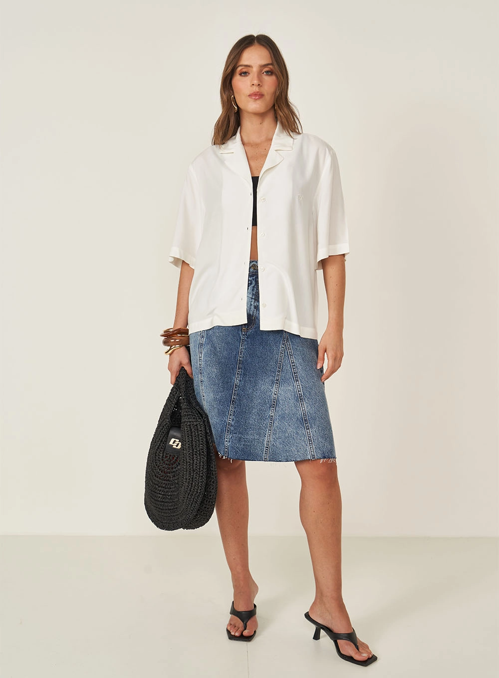 Camisa Feminina Mangas Amplas Off Shell
