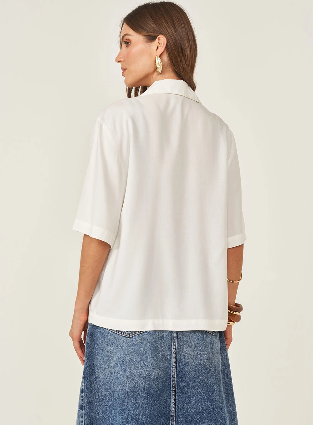 Camisa Feminina Mangas Amplas Off Shell