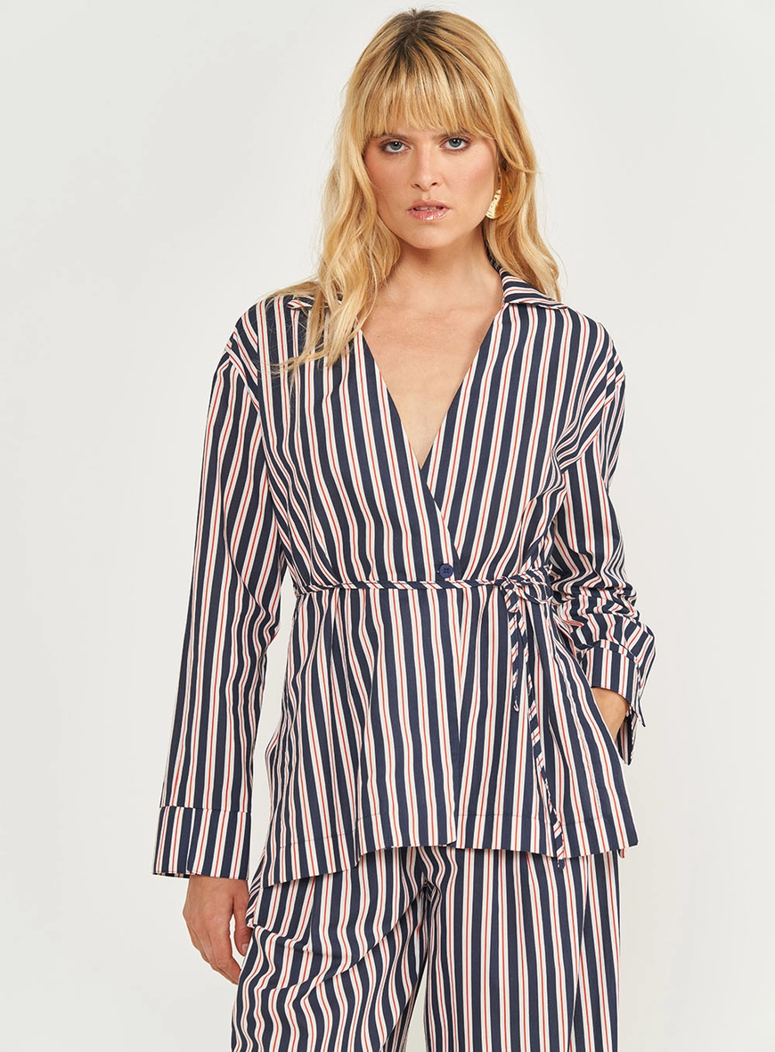 Camisa Listrada Manga Longa Comfort