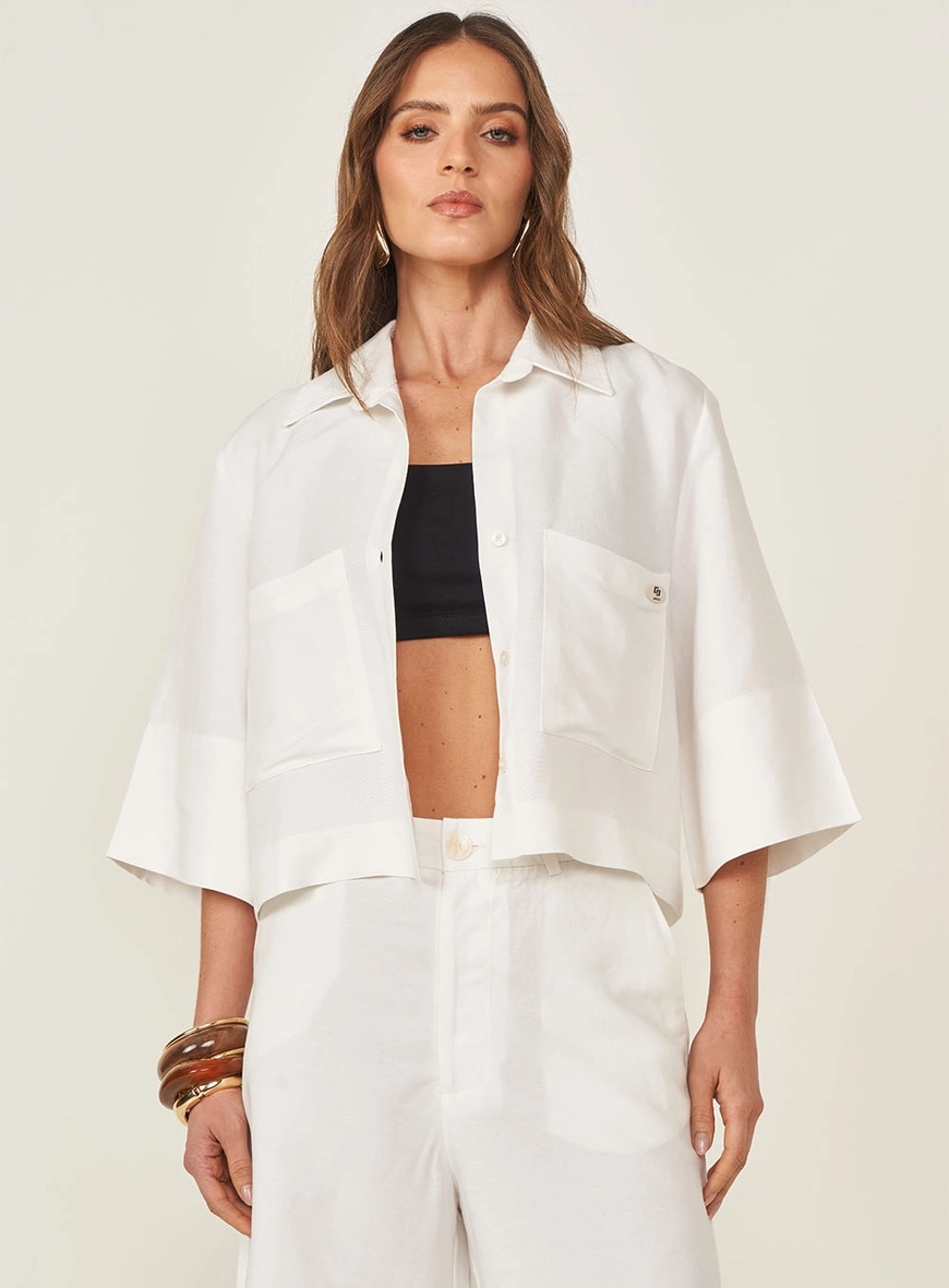 Camisa Loose Com Bolsos