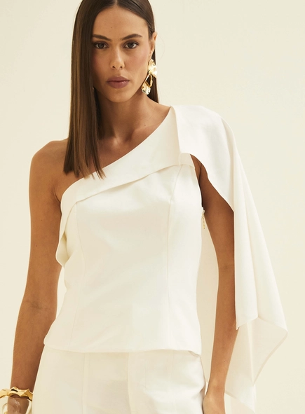 Blusa Alfaiataria Com Manga Capa