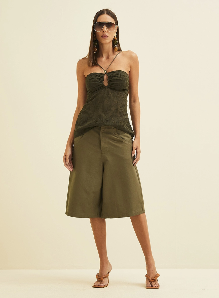 Blusa Solta Com Detalhe Em Bordado Verde Biosphere