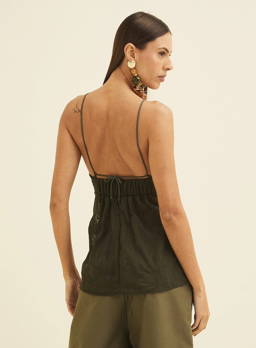 Blusa Solta Com Detalhe Em Bordado Verde Biosphere