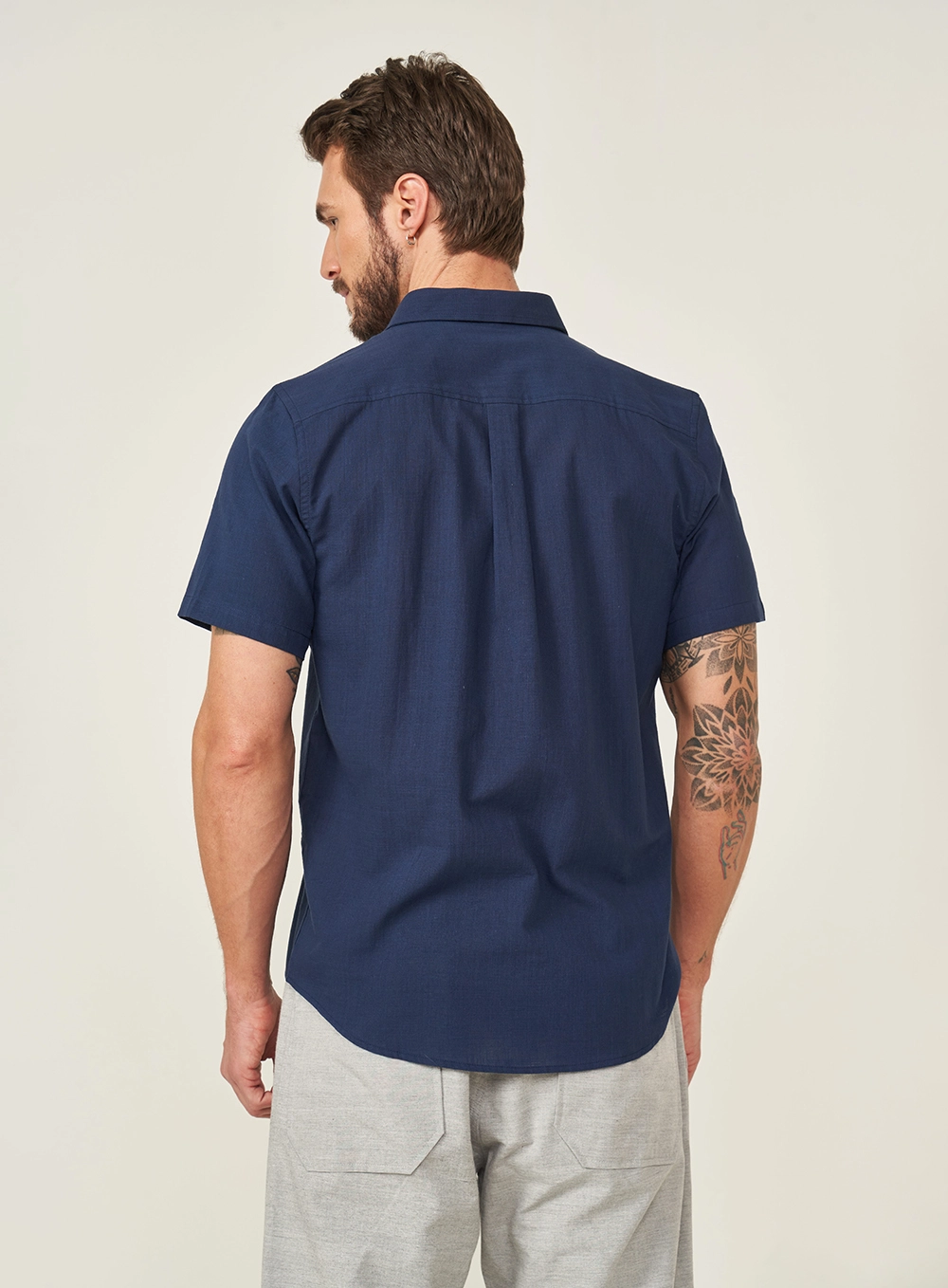 Camisa Relax Masculina Manga Curta Azul