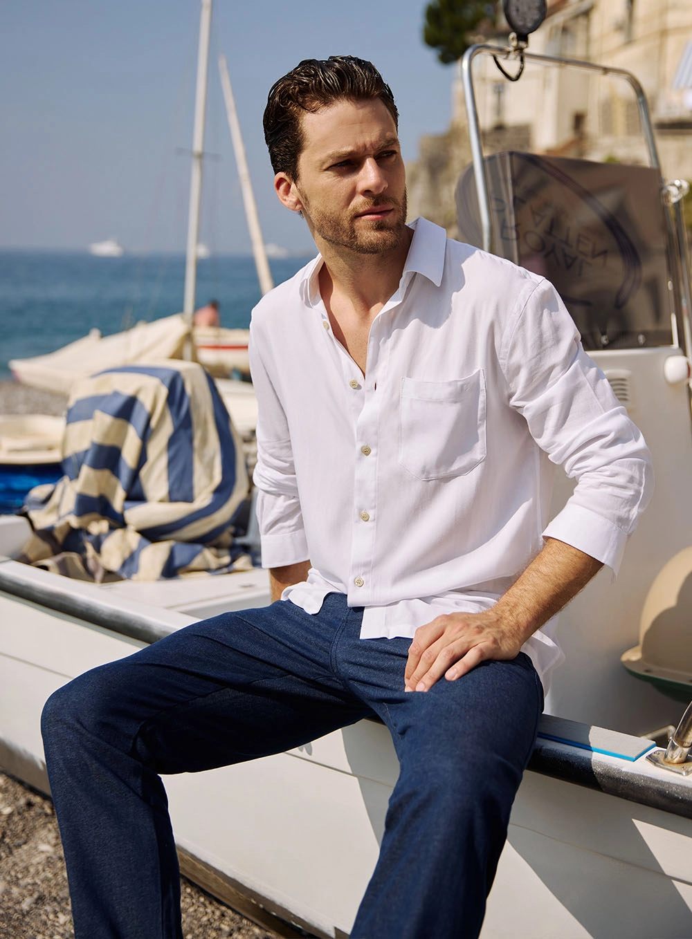 Camisa Relax Manga Longa Com Bolso Branco