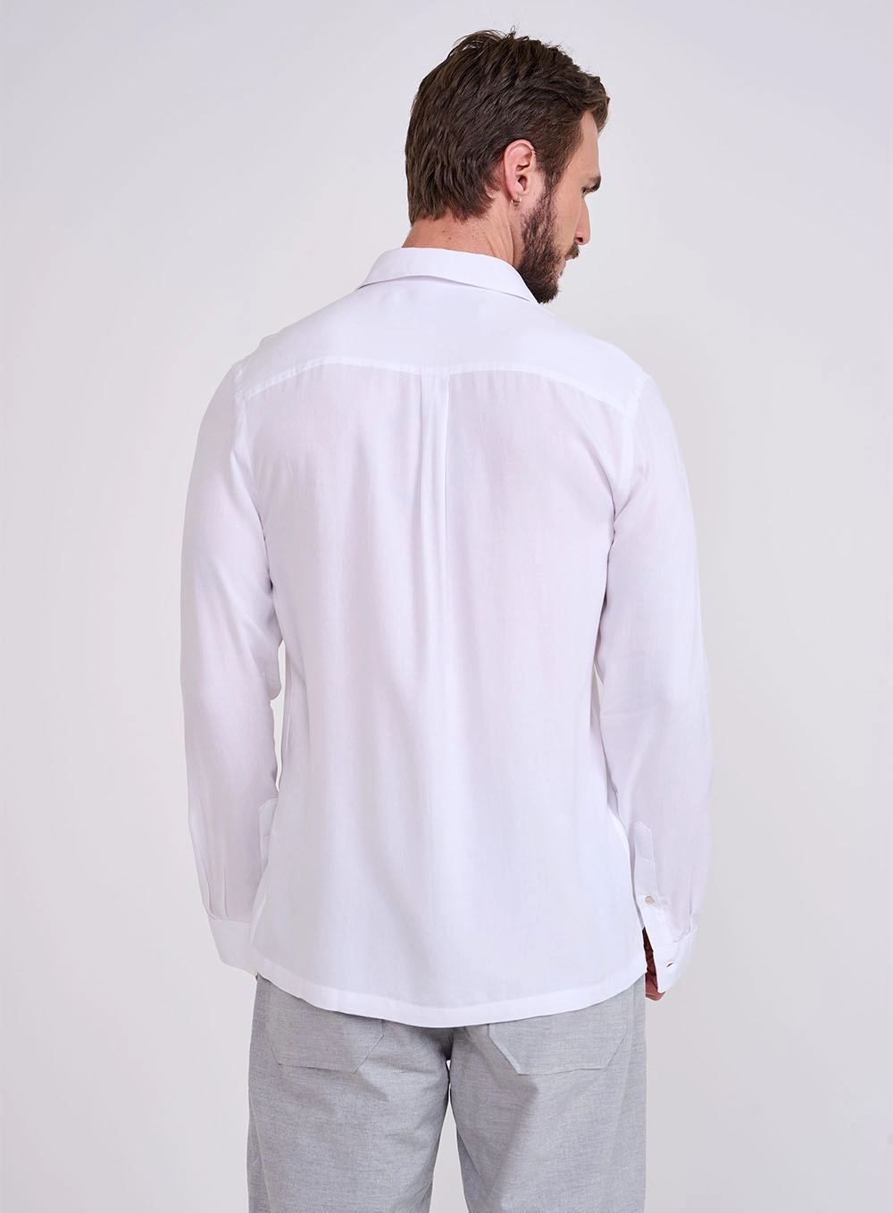 Camisa Relax Manga Longa Com Bolso Branco