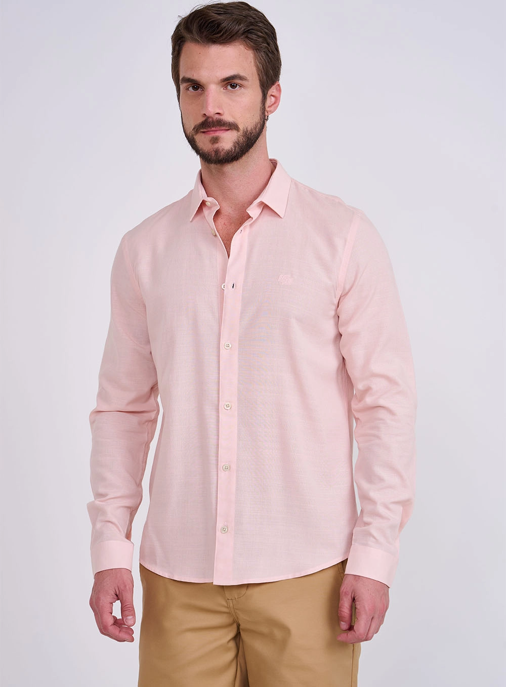 Camisa Relax Manga Longa Com Duplo C Rosa