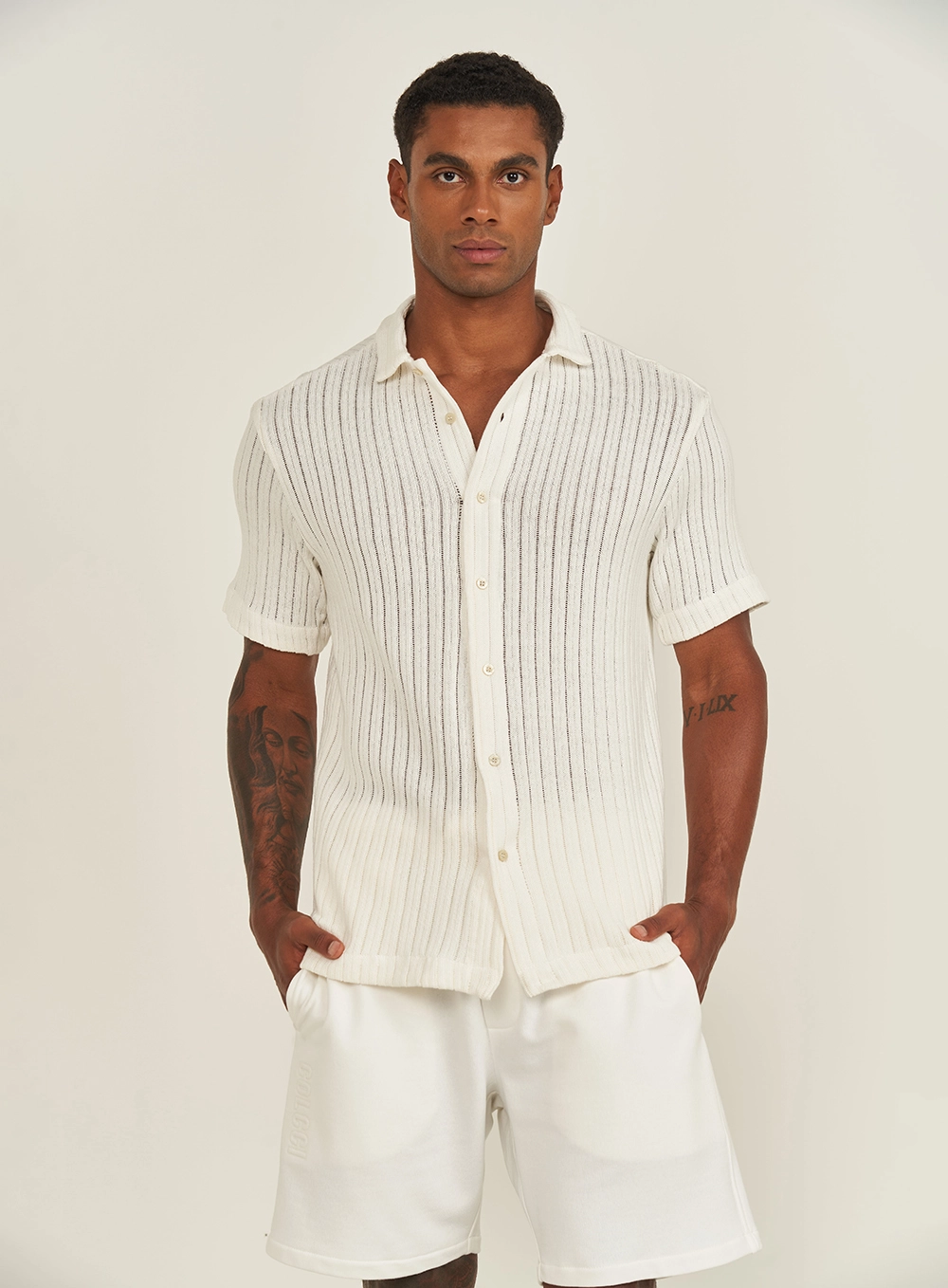 Camisa Em Tricô Canelada Off Shell