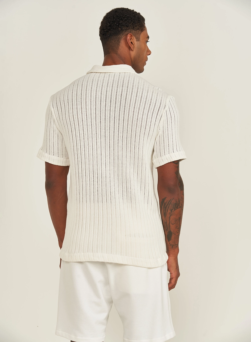 Camisa Em Tricô Canelada Off Shell