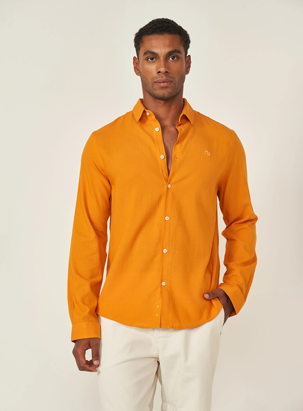 Camisa Manga Longa Relax Viscose Laranja
