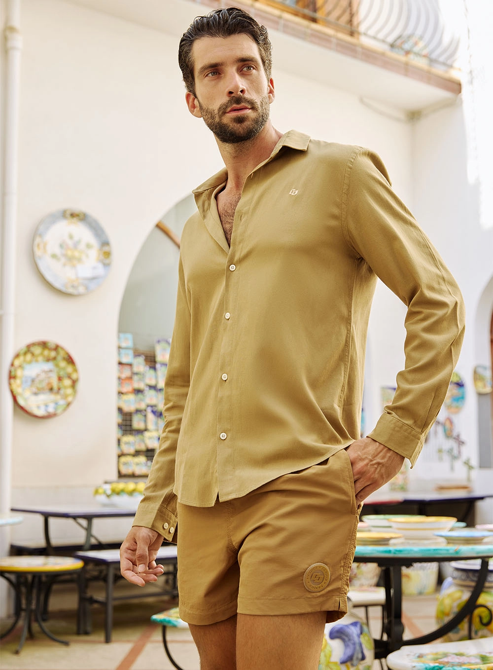 Camisa Manga Longa Relax Viscose Marrom