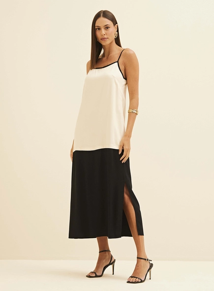 Vestido Midi Reto Duo Color