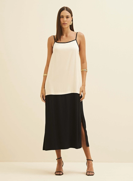 Vestido Midi Reto Duo Color