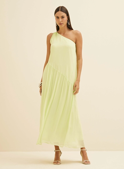 Vestido Midi Amplo Com Franzido