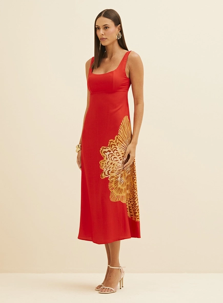 Vestido Estampado Midi