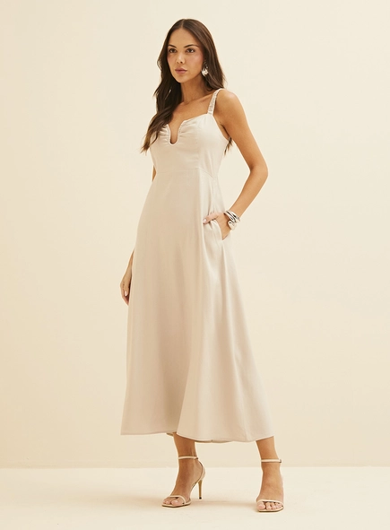 Vestido Midi Amplo Com Lastex