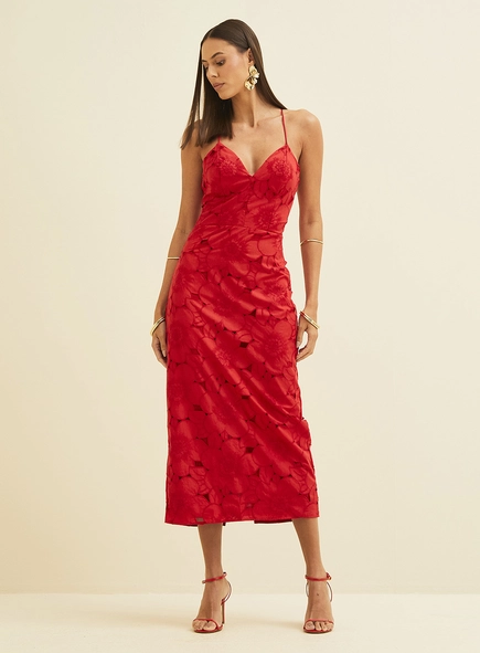 Vestido Midi Com Bordado