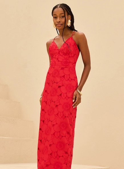 Vestido Midi Com Bordado