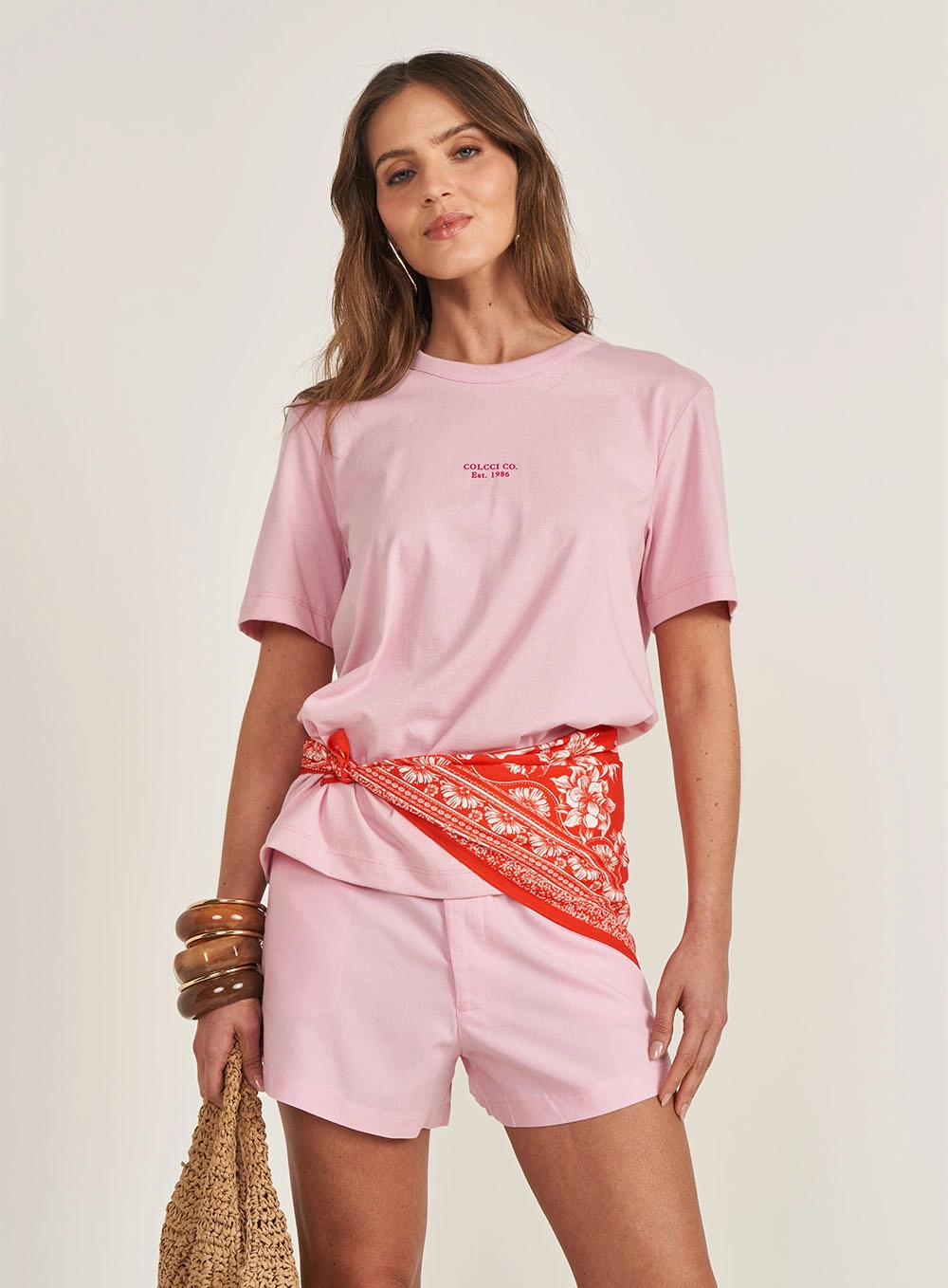 Camiseta Feminina Boy Manga Curta Rosa