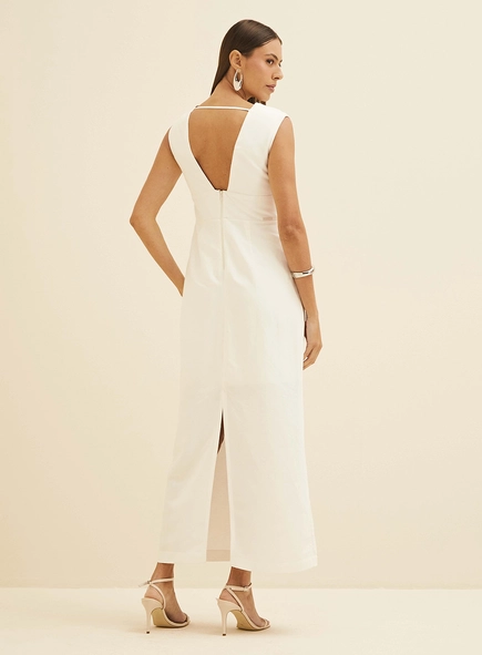 Vestido Midi Slim Em Linho