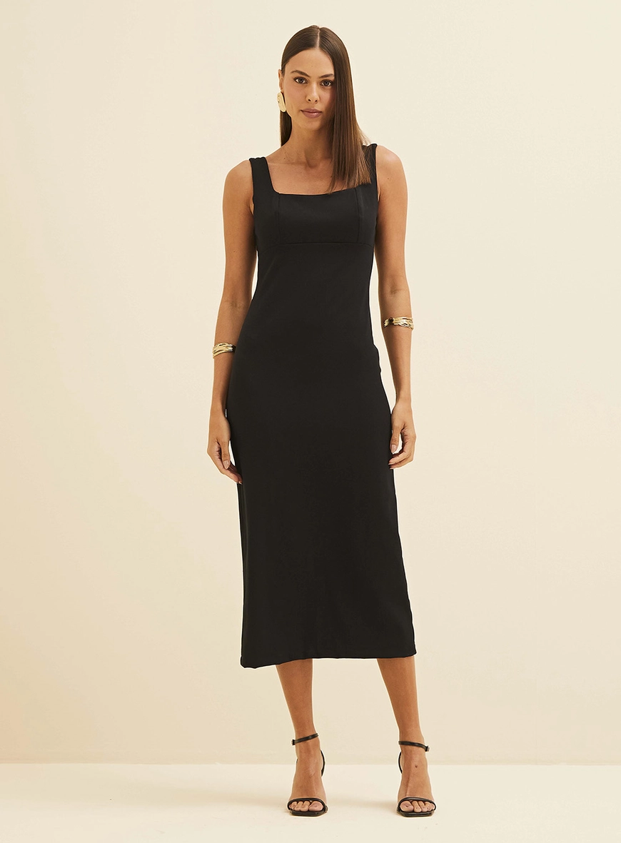 Vestido Midi Reto Preto