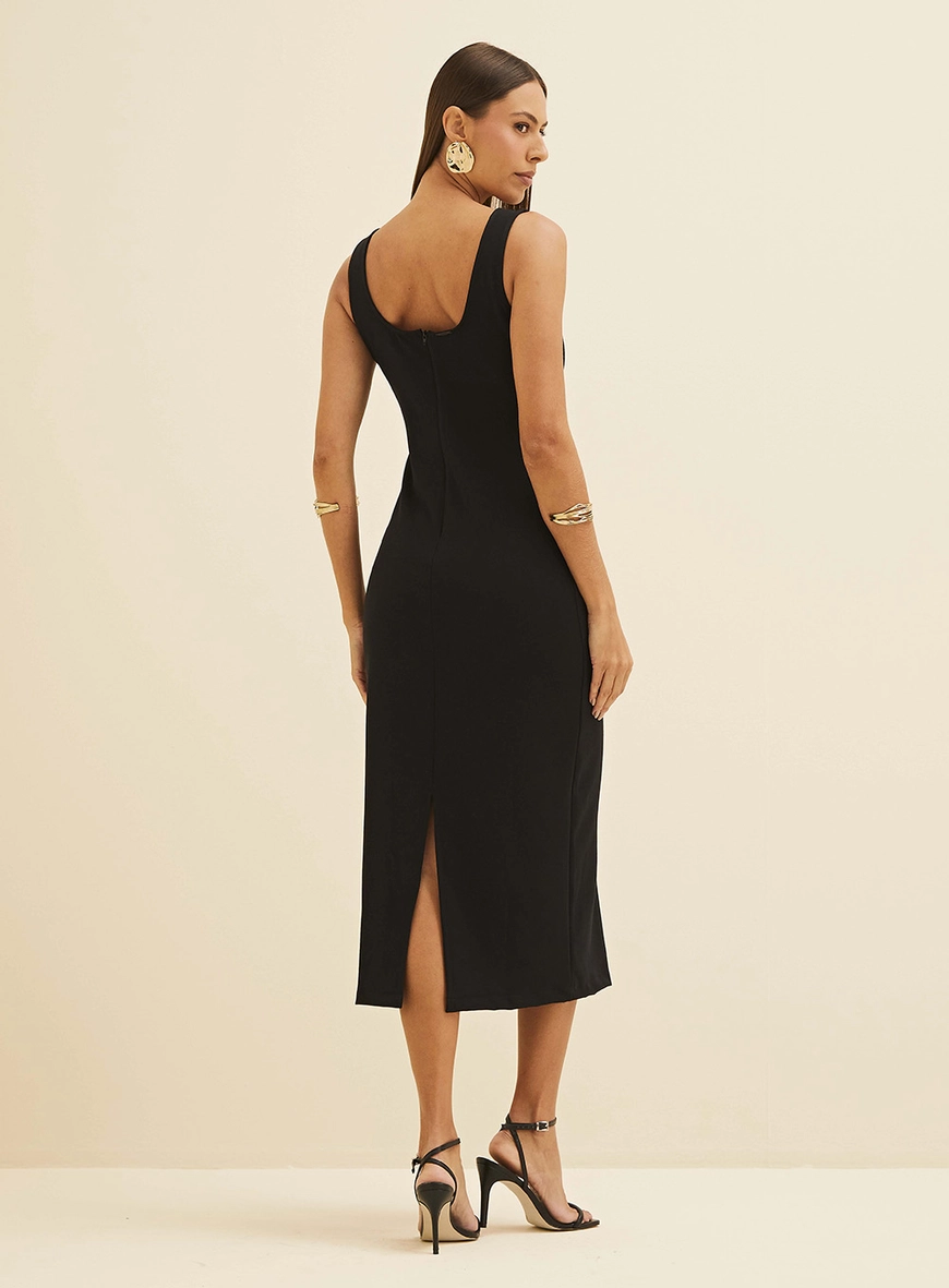 Vestido Midi Reto Preto